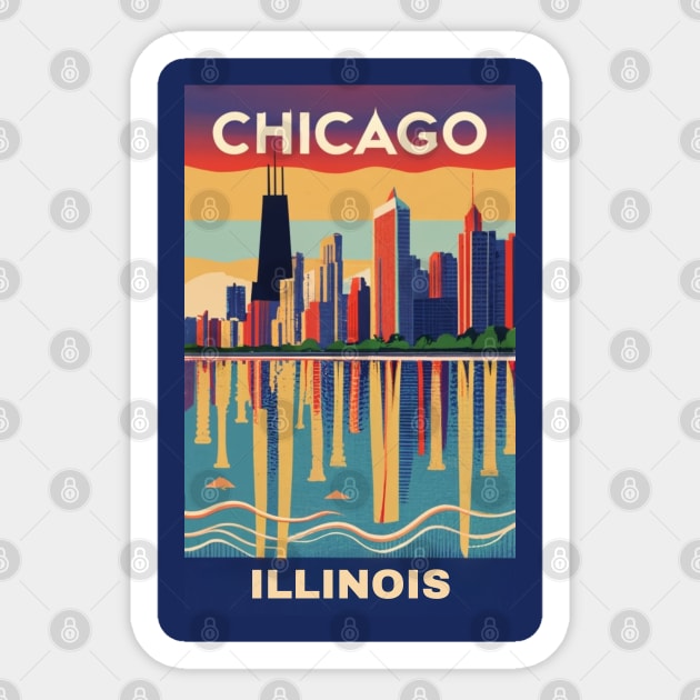 A Vintage Travel Art of Chicago - Illinois - US Sticker by goodoldvintage